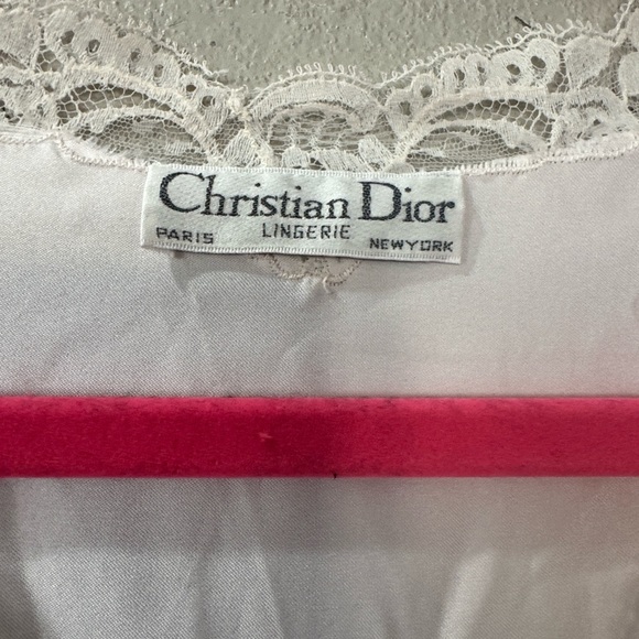 Vintage Christian Dior Light Pink Lace Trim Satin Chemise size medium made inUSA - Picture 7 of 9